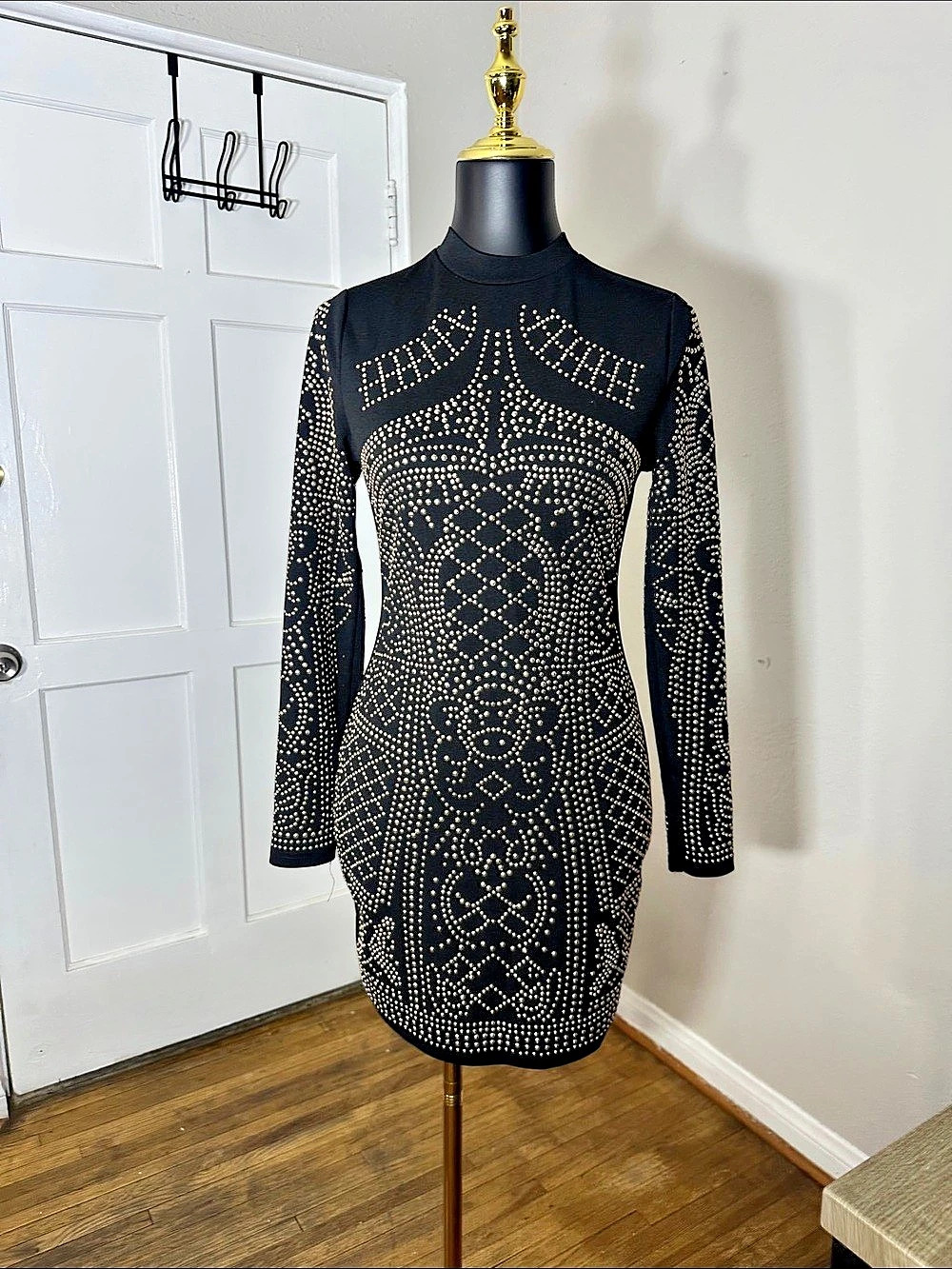 Black & Gold Studded Mini Dress Like New